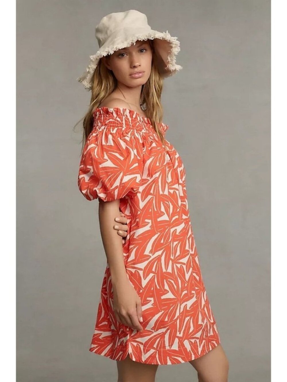 WHIT TWO Womens Medium Banana Leaf Off-The-Shoulder Tunic Dress Vacation